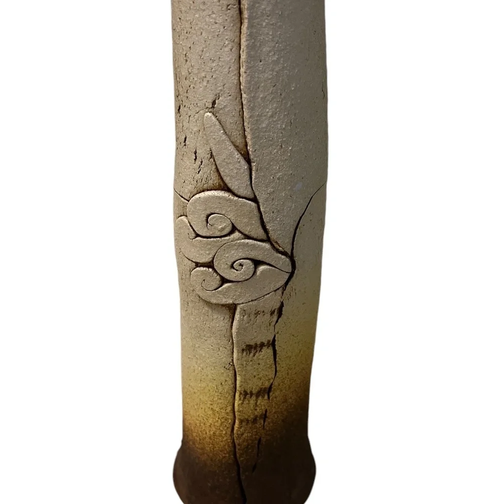 Vintage One Of A Kind Handmade Made Ancient Slab Pottery Vase -Signed‎